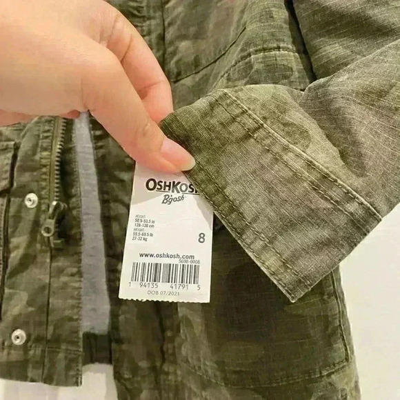 NWT OSHKOSH B’GOSH Green Camo Utility Jacket for Girls Sz 8/8A - Picture 5 of 6